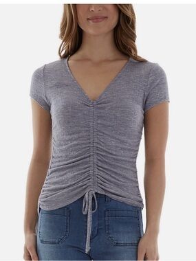 PatPat Light Blue Ruched Drawstring Short Sleeve Top